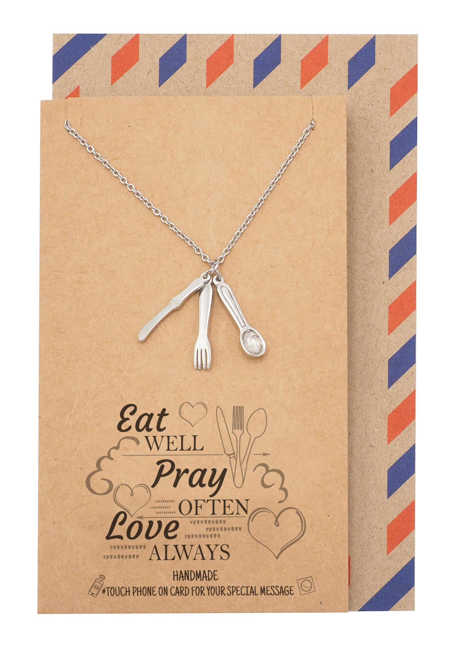 Laney Gifts for Mom Chefs Fork Spoon Jewelry Charm Necklace