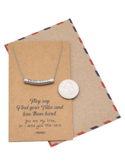 Liezyl Heart My Tribe on Tube Pendant Necklace Inspiration Greeting Card