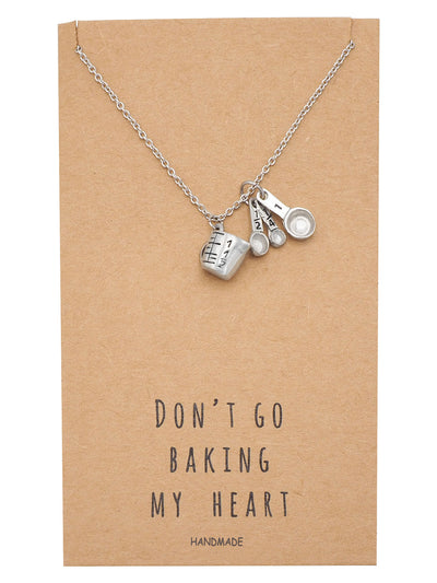 Carmel Gifts for Mom Bakers Kitchen Charm Necklace Funny Greeting Card