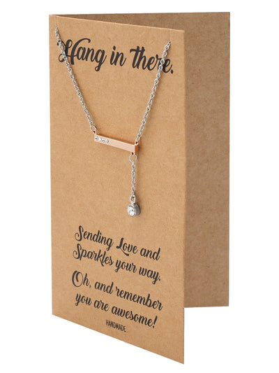 Alona Crystal Hangs in Bar Pendant Necklace Inspirational Jewelry Greeting Card