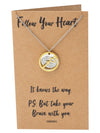 Coline Heart Arrow and Brain on Plate Pendant Necklace Inspirational Quote Greeting Card