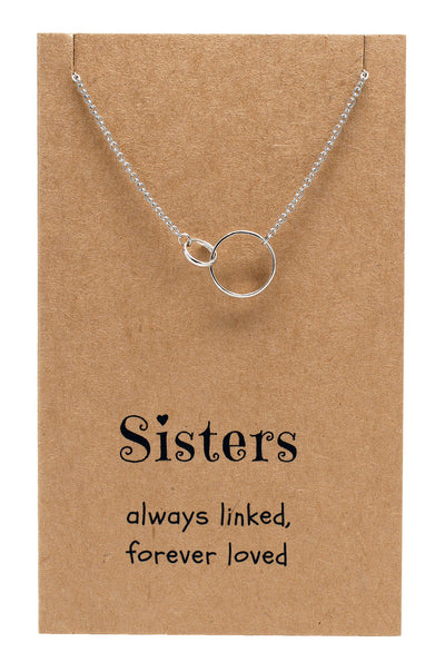 Hailey Sister Quotes Sister Necklaces with Interlocking Circles Pendant