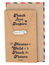 Lila Bar Pendant with Notebook Charm & Teach Love Inspire Inscription