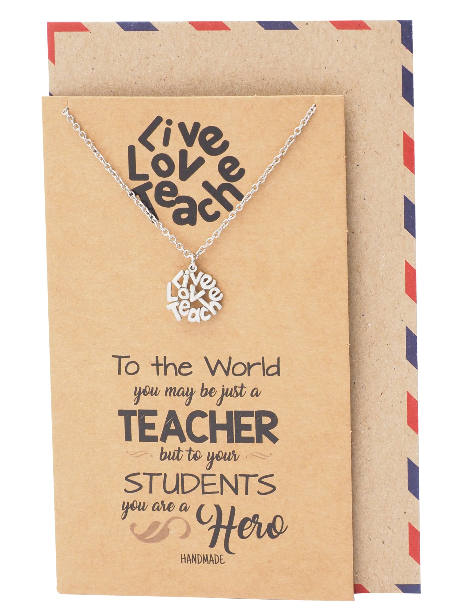 Camille Teacher Necklace Live Love Teach Pendant Best Gift for Teachers