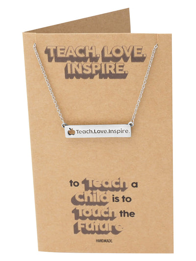 Errin Bar Pendant with Apple cut out & Teach Love Inspire Inscription