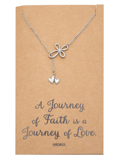 Earleen Infinity Cross and 2 Hearts Pendant Necklace