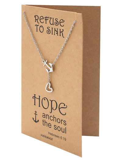 Hope Heart Lariat Anchor Necklace