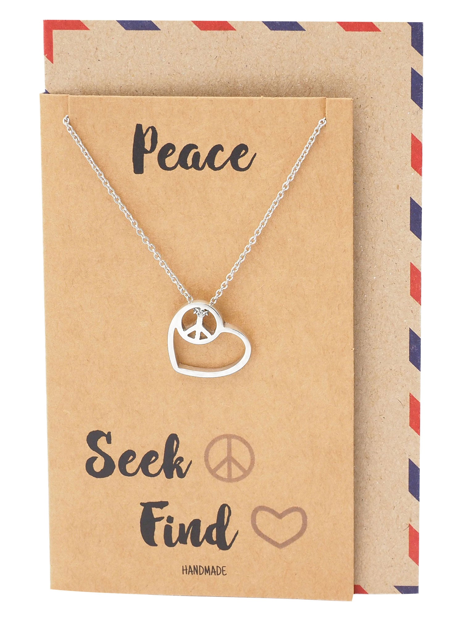 Jellien Love Heart Peace Sign Pendant Necklace Perfect Gift Jewelry