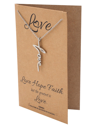 Lienel Love Pendant Necklace With Inspirational Quote