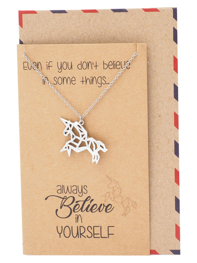 Coleen Gifts for Graduation Origami Unicorn Necklace Inspirational Jewelry