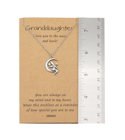 Mari Gifts for Her Moon Necklace, Granddaughter Jewelry with Greeting Card