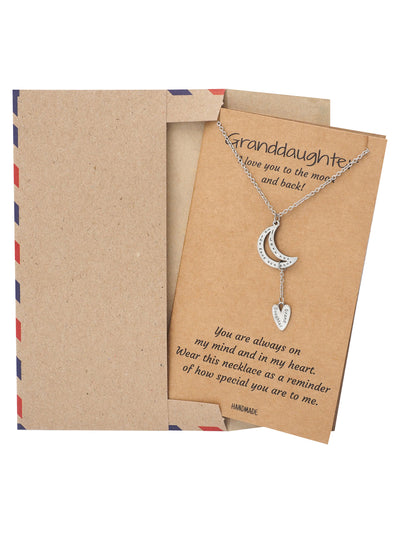 Eloise Granddaughter Necklace with Moon Pendant and Heart Charm