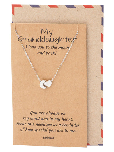 Vera I Love You to the Moon and Back Heart Charm Necklace