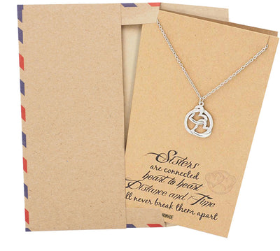Abigail Heart Best Friend Necklaces Sister Jewelry Quotes Card