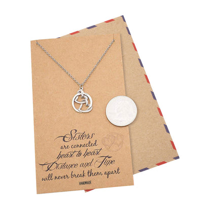 Abigail Heart Best Friend Necklaces Sister Jewelry Quotes Card