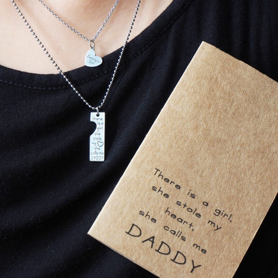 Noah Father's Day Card Father Daughter Personalized Engraved Necklaces