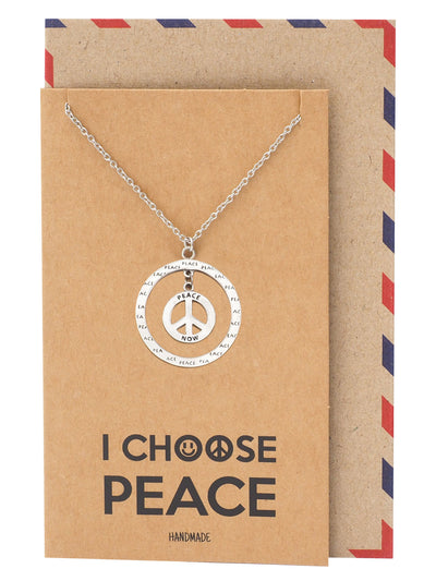 Bryll Peace in Circle Pendant Necklace