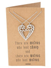 Jurnee Matching Wolf Pendant Necklace Relationship Goals Gifts with Greeting Card