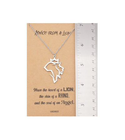 Damya Lion Pendant Necklace, Gifts for Women with Inspirational Quote on Greeting Card