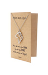 Damya Lion Pendant Necklace, Gifts for Women with Inspirational Quote on Greeting Card