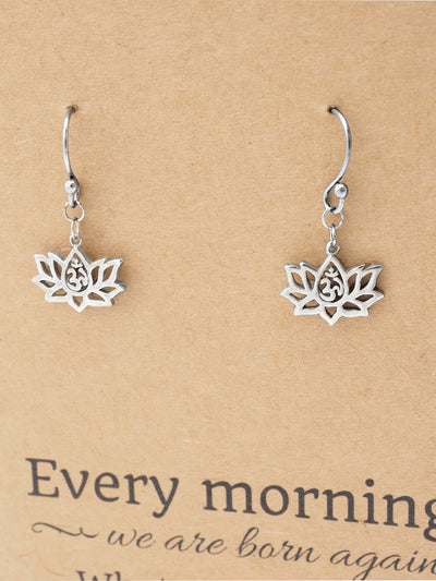 Reena Lotus Flower Earrings with Om Symbol