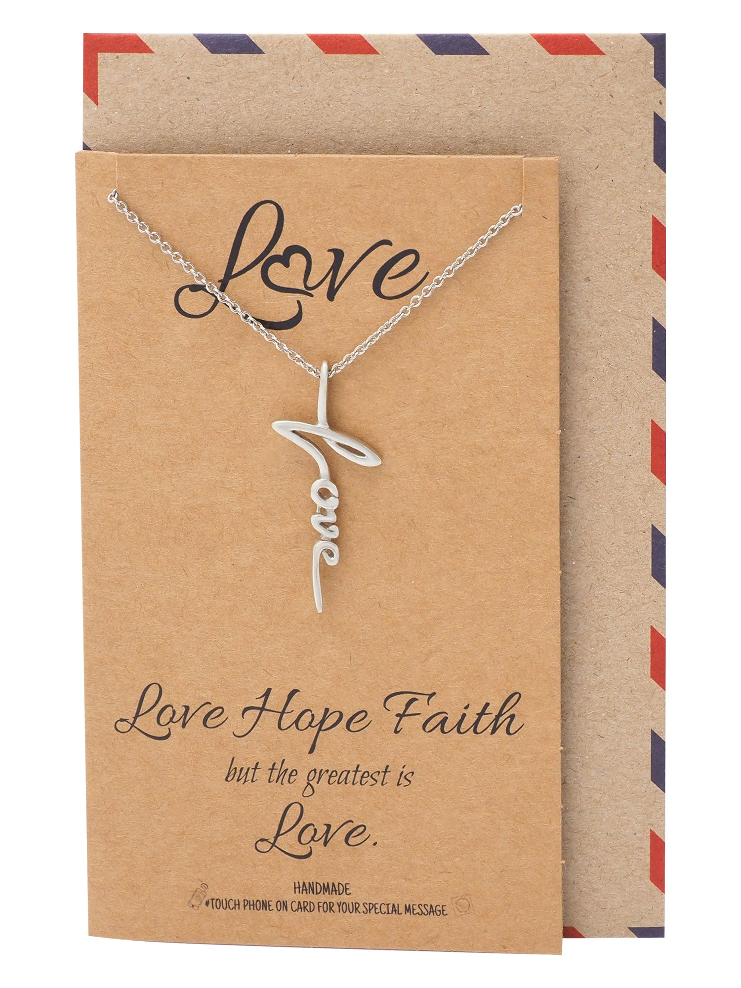 Lienel Love Pendant Necklace With Inspirational Quote