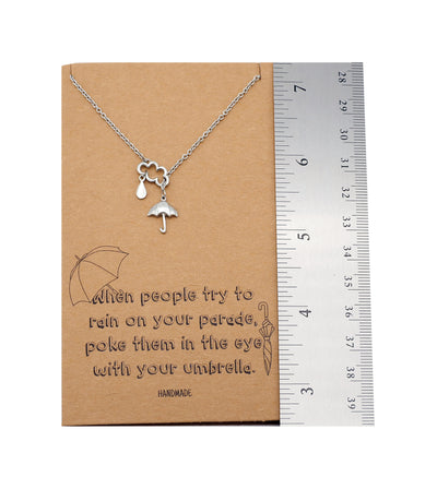 Mariz Cloud Rain and Umbrella Charms Necklace Inspirational Jewelry Gift