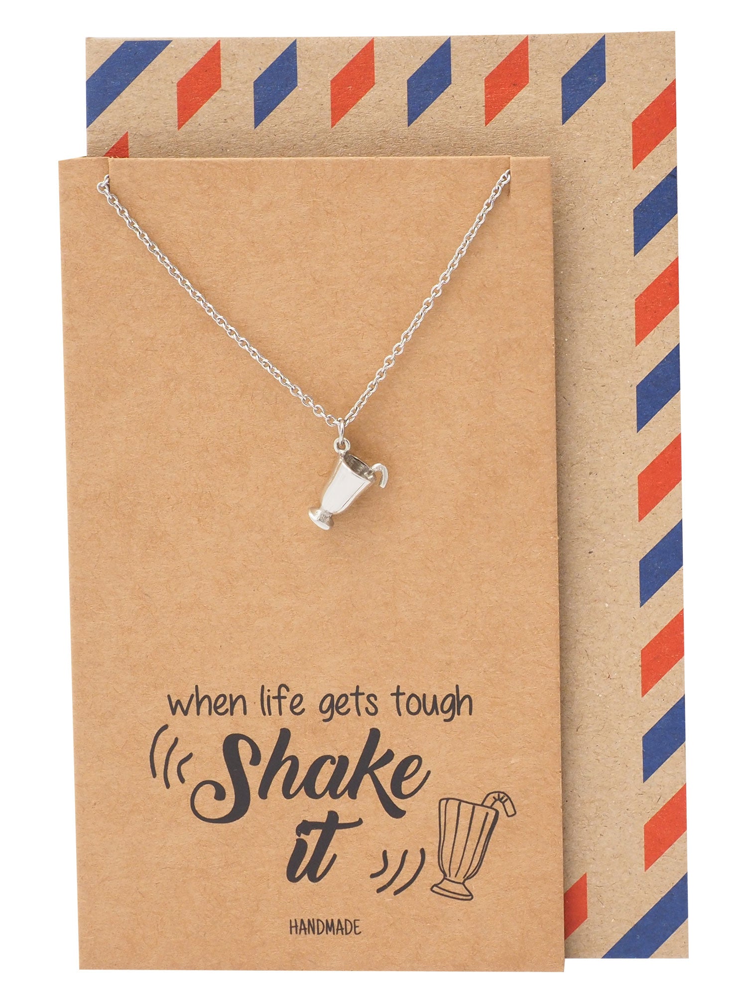 Shane Milkshake Necklace with Milkshake Charm Pendant for Women, Funny and Motivational Quote