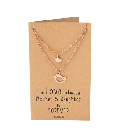 Arielle Mother Daughter Necklace with Bird Pendant, 2 Matching Necklaces
