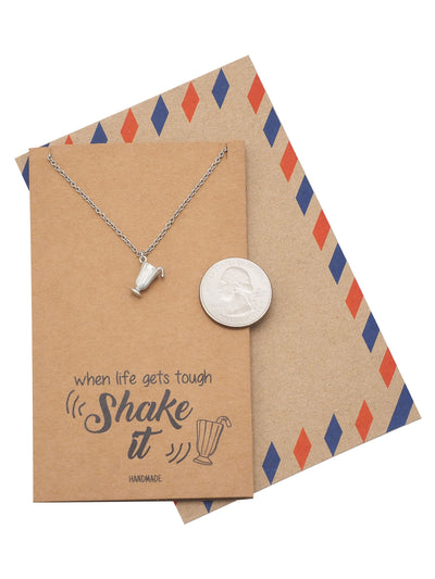 Shane Milkshake Necklace with Milkshake Charm Pendant for Women, Funny and Motivational Quote