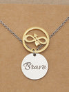 Carla Infinity Arrow with Brave on Plate Pendant Necklace