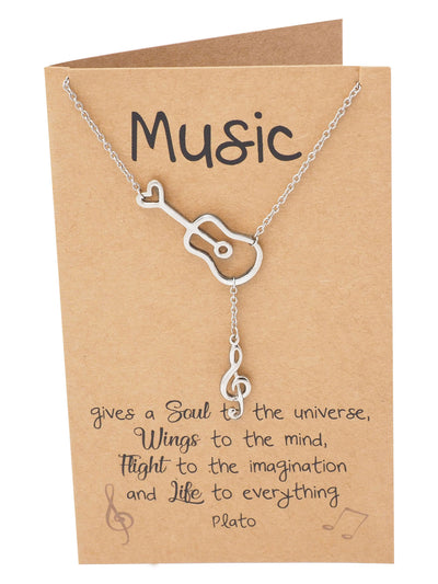 Cattleya Guitar Music Note Necklace with Treble Pendant