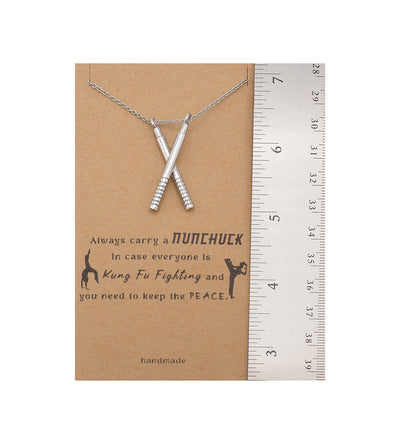 Bruce Nunchuck Pendant Necklace, Gifts for Women with Greeting Card