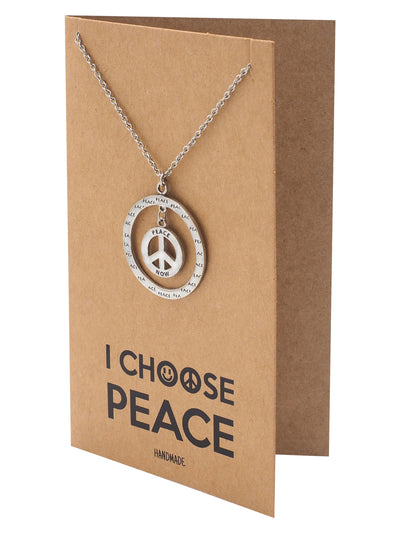 Bryll Peace in Circle Pendant Necklace Inspirational Jewelry