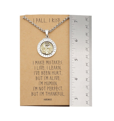 Fanny Phoenix on Plate Pendant Women Necklace, Bird Charm with Motivational Quote Card