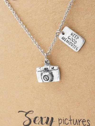 Andy Camera Pendant with Swarovski Crystal Necklace for Women