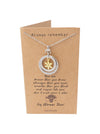 Zhuri Circle Star Sai Pendant Necklace with Handmade Inspirational Greeting Card