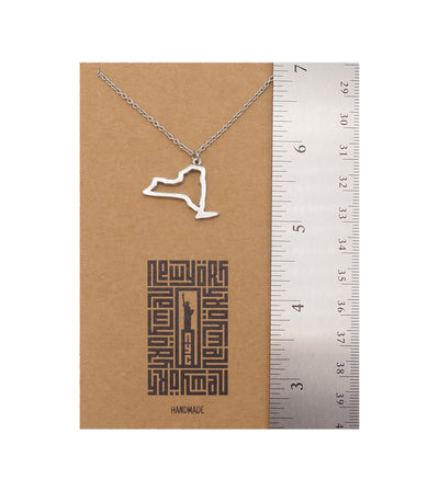 Juliette New York Map Necklace for Women with Greeting Card - Silver Tone