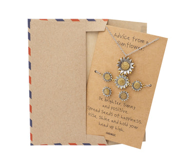 Yamileth Sunflower Charm Jewelry with Inspirational Greeting Card