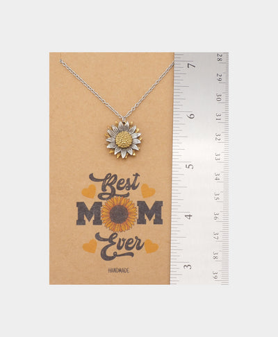 Eleanor  Sunflower Necklace for Mom, Gifts for Mother's Day, Mothers Necklace with Inspirational Greeting Card - Two Tone