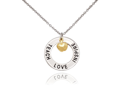 Cheryl Teachers Gifts, Teach Love Inspire Necklace and Thank You Card