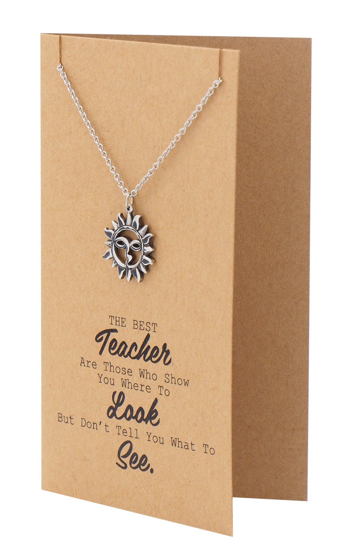 Brandi Teacher Quotes Gifts Sun Necklace and Thank You Cards - Quan Jewelry