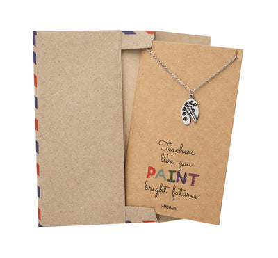 Palette and Paintbrush Necklace with Greeting Card