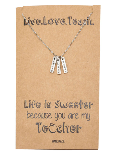 Michayla Live Love Teach Bar Pendant Necklace