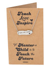 Lila Bar Pendant with Notebook Charm & Teach Love Inspire Inscription