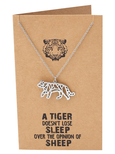 Beatrice Origami Tiger Necklace, Jewelry Gift for Women, Inspirational Gift with Greeting Card - Quan Jewelry