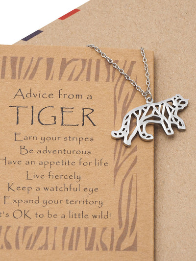 Beatrice Origami Tiger Necklace, Jewelry Gift for Women, Inspirational Gift with Greeting Card - Quan Jewelry