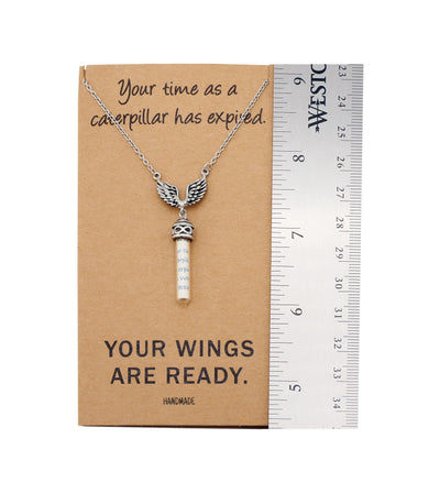 Toni Graduation Gifts for Her, Wing and Glass Vial Necklace