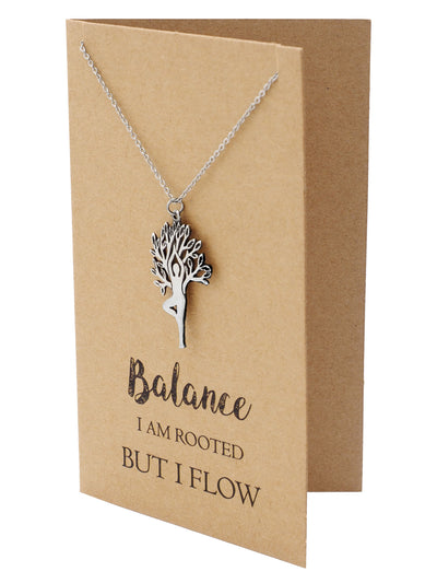 Chanda Yoga Pose and Tree of Life Necklace
